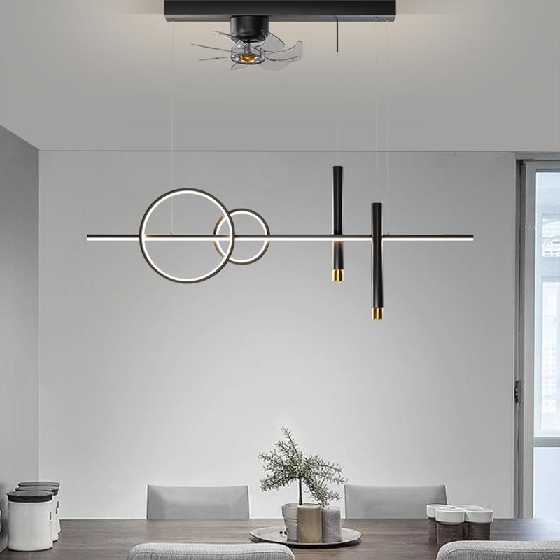 餐厅灯无叶空调扇2024新y款风扇灯简约餐桌饭厅轻奢一体灯具