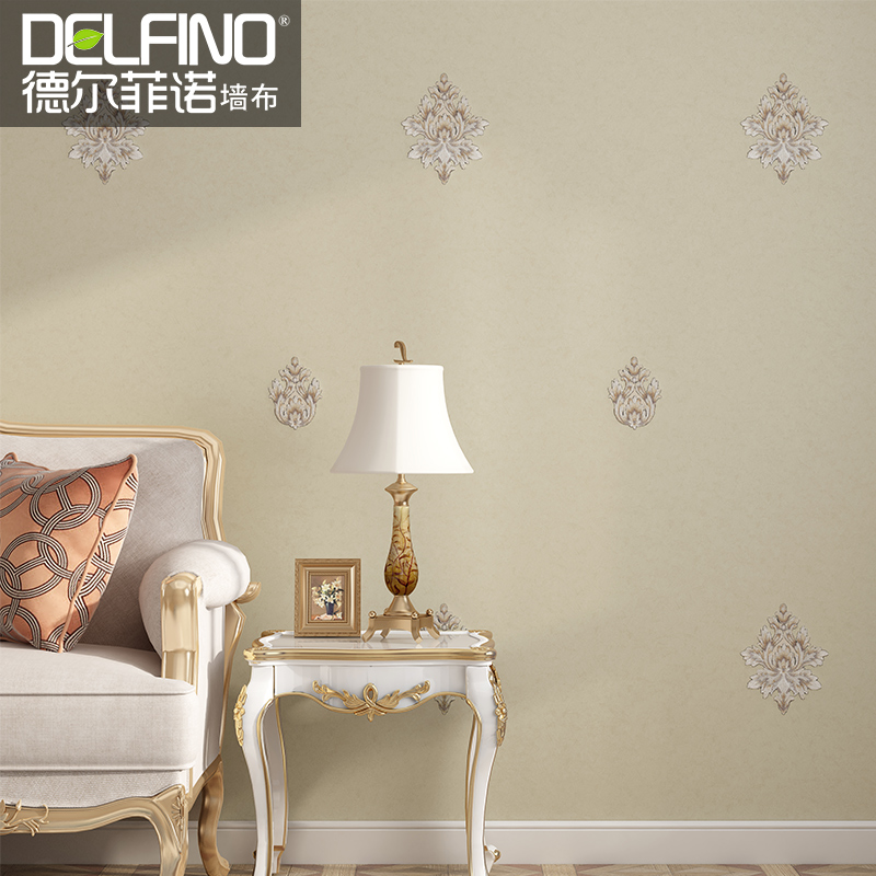 高档简欧刺绣无缝墙布全s屋客厅卧室背景墙壁纸简约奢华欧式壁布