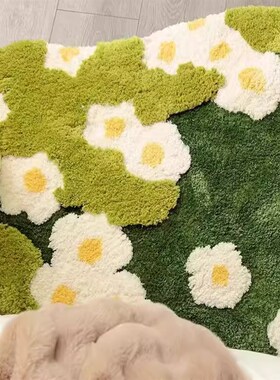 DDD 森系绿色i地垫苔藓防滑簇绒长条地毯异形吸水垫植绒卧室床边