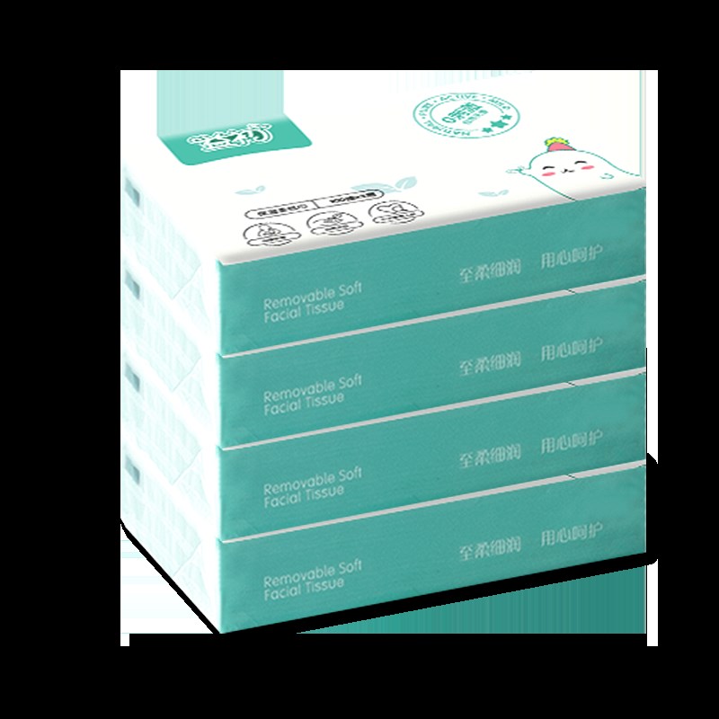 益初云柔巾柔纸巾100抽4u包 宝宝专用保湿纸抽取式面巾纸婴儿抽纸