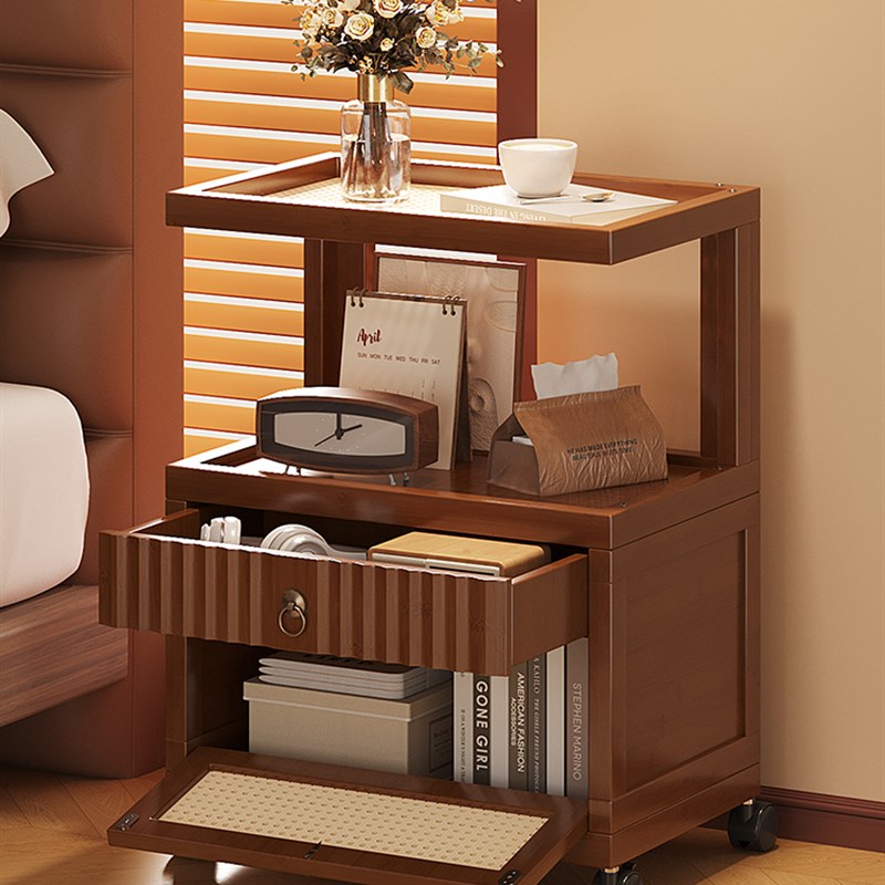 移动边几a客厅小推车置物架沙发边几中古小茶几置物架子卧室床边