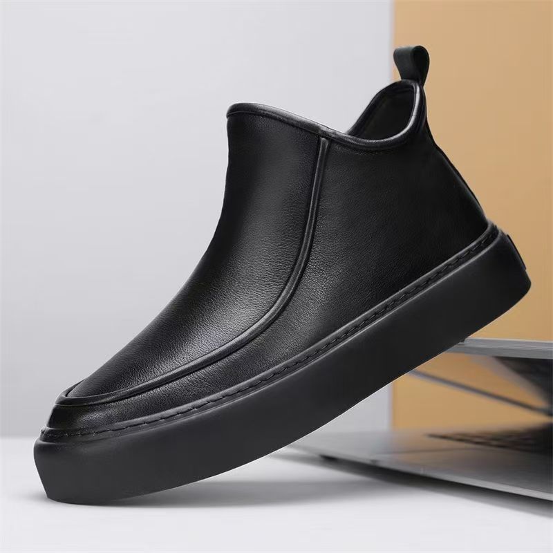 加绒加厚冬季真皮马丁靴男鞋新款男士休闲皮鞋靴子韩版高帮男棉鞋