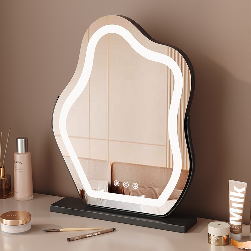 云朵真高清led化妆镜子带灯台式桌面梳妆镜智能卧室家居简约异型