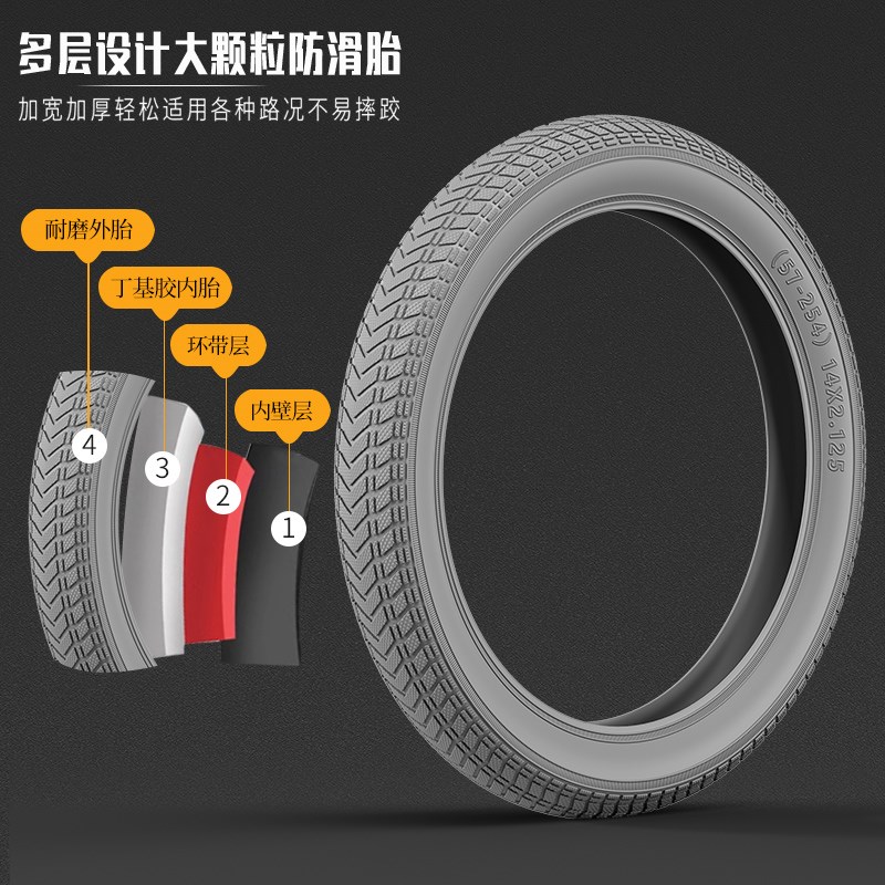 儿童自行车内外胎12/14/16/18/20/22寸学生单车轮胎彩色童车外带