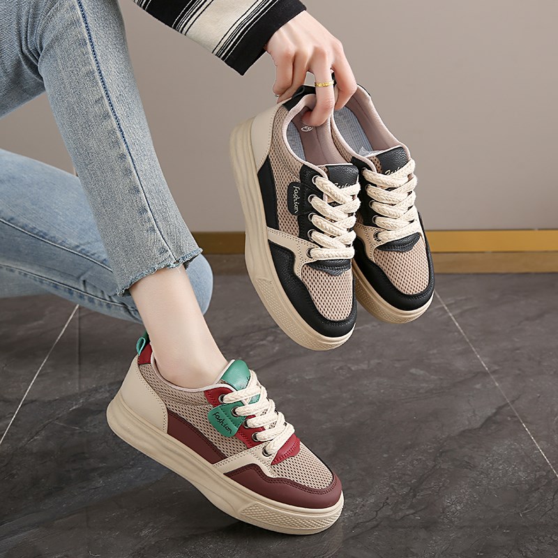 踩屎感软底不累脚女鞋2025春夏季新款韩版百搭运动鞋34码网面板鞋