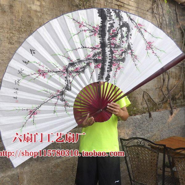 大挂扇装饰大扇子超大墙壁挂扇工艺大折扇客厅背景墙装饰扇桃花图