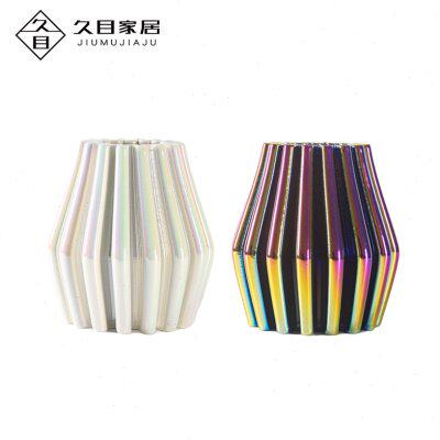 现代轻奢3D打印几何五彩陶瓷花瓶摆件创意家居样板房酒店玄关花器