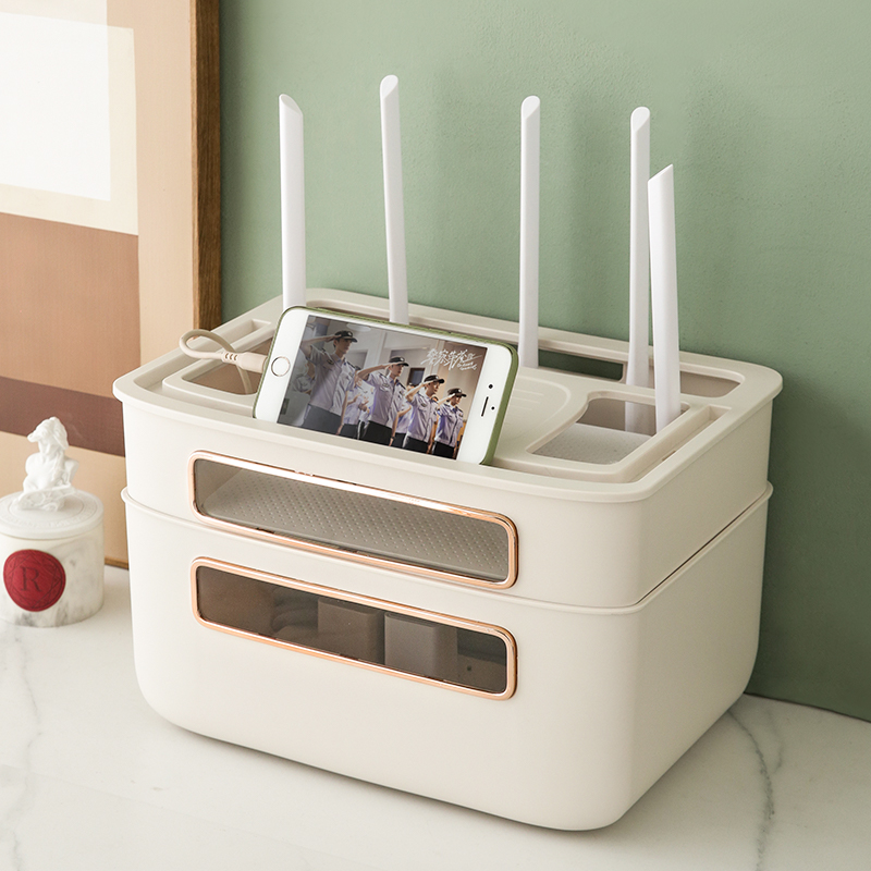 wifi路由器收纳盒电视机顶盒置物架插座电线整理神器无线放置遮挡