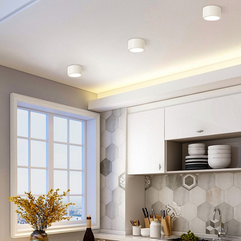 led明装筒灯圆形免开孔吸顶商用餐厅服装店铺走廊过道天花灯射灯