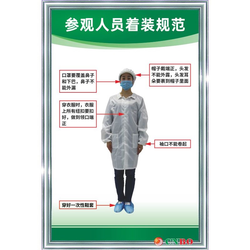 参观人员着装规范 企业文化 工厂生产车间管理看板 标识提示语牌