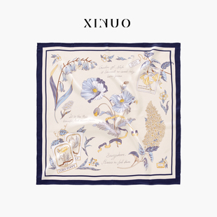 XINUO 宁法花园 桑蚕真丝中方巾法式百搭围巾 母亲节礼物妈妈夏季