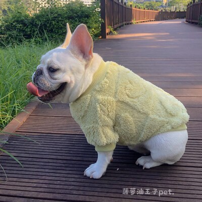 新款宠物衣服 狗狗秋冬装保爱心毛绒衫 法斗 泰迪雪纳瑞衣服胖狗