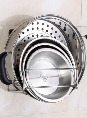 锅架锅盖架免打孔厨房壁挂式不锈钢竖放挂锅具收纳架放锅置物架子