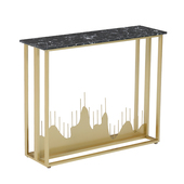 大理石玄关台酒店走廊后现代创意玄关桌新中式 靠墙条案意境金窄桌