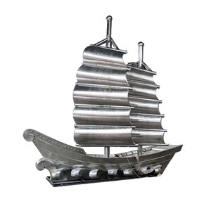 不锈钢定制船帆镜面主题雕塑庭院景观大型户外抽象金属工艺品摆件