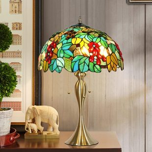 欧式复古台灯客厅沙发卧室田园风格轻奢创意玻璃酒店前台装饰台灯