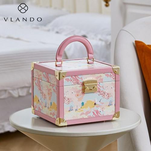 VLANDO唯兰朵24新款轻奢首饰盒带锁戒指收纳盒精致生日礼物女生