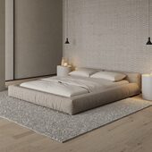 辉睿布艺双人床布床北欧主卧豆腐块小户型地台床软包婚床榻榻米