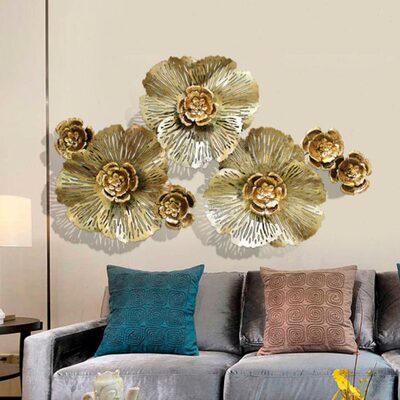 轻奢金色墙壁挂饰玄关创意铁艺壁饰立体墙饰客厅背景墙面装饰挂件