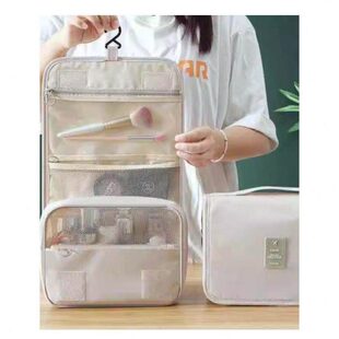 新款带手提挂钩化妆包旅行便携斜纹洗漱包大容量防水收纳包