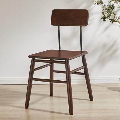 实木餐椅家用简约书桌椅北欧办公凳E子靠背椅凳餐厅樱桃木色椅子