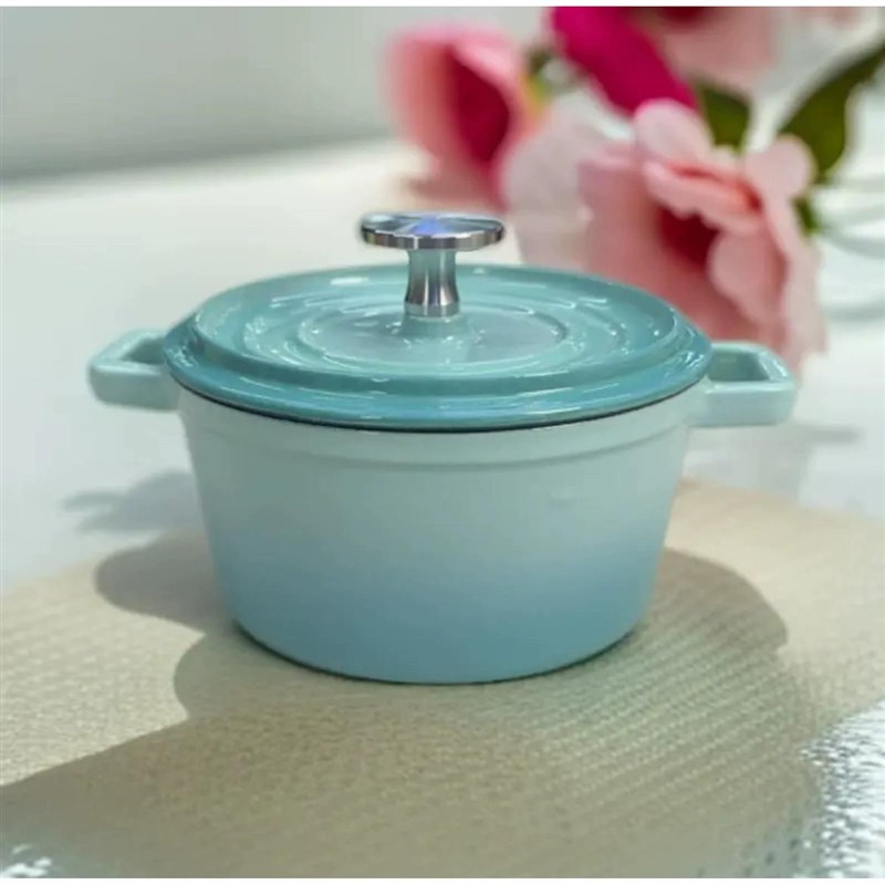 三厦14cm迷你铸铁锅瓷釉珐琅小锅不粘I锅多功能炖炒海鲜煲汤单人