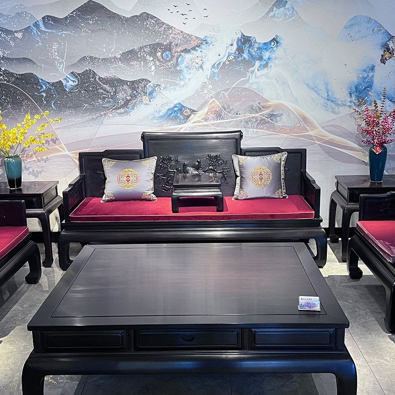 红木沙发坐垫高级感新中式沙发垫可定罗汉床垫子防T滑实木家具垫