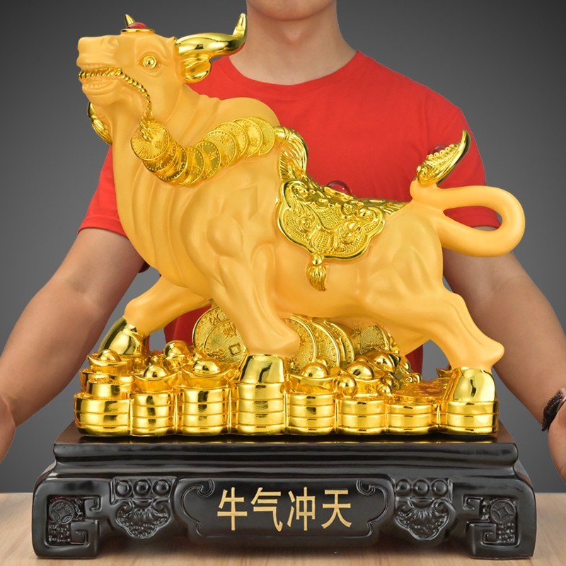 招财牛摆c件生肖金牛公司店铺开业礼品新居乔迁客厅电视柜工艺品