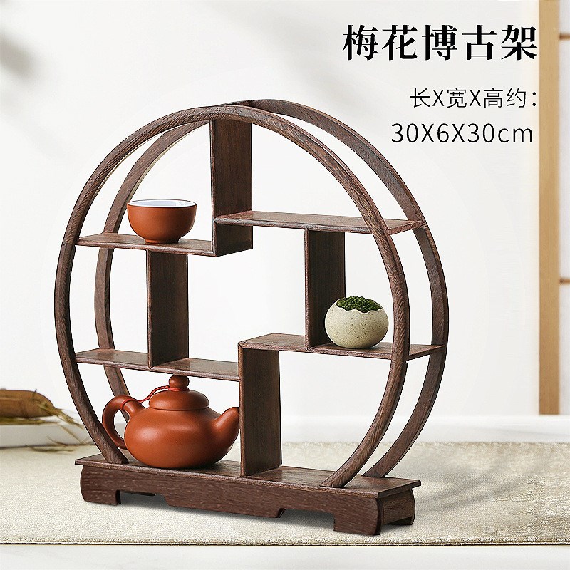 实木木质客厅装饰摆件红木工艺品鸡翅木K博古架文玩古董展示架批