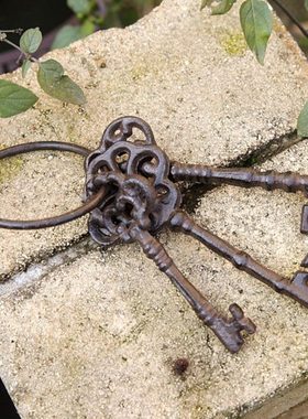 tyttw铸铁钥匙串装饰摆件墙面挂饰件复古欧式杂货花园庭院别墅户