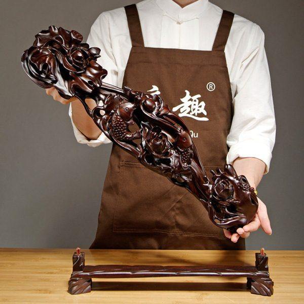 黑檀木雕连年有鱼如意摆件年年有余家居客厅电视柜装饰工艺品送礼,家居饰品,装饰摆件,淘宝优惠券,粉丝福利购,淘宝优惠卷