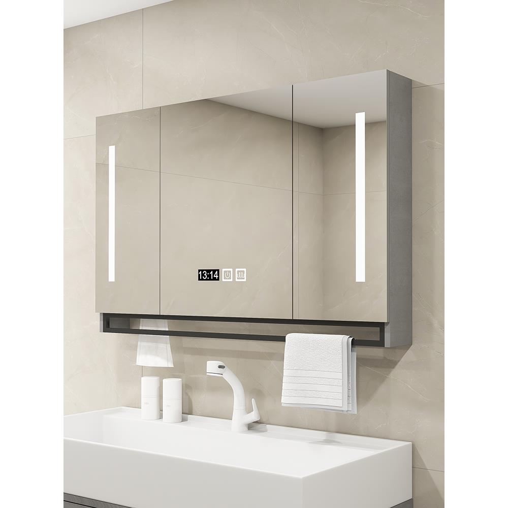 实木浴室智能镜柜单独挂墙式卫生间梳妆镜洗手间镜子置物架储物柜