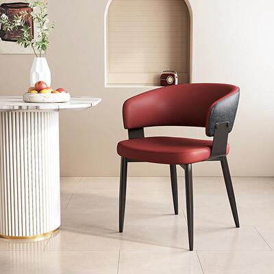 适用意式轻奢高端餐椅家用客厅凳子休闲 酒店咖啡厅洽谈椅软包靠