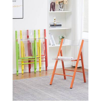 适用透明椅子亚克力网红服装店拍照椅便携家用方管折叠椅时尚水晶