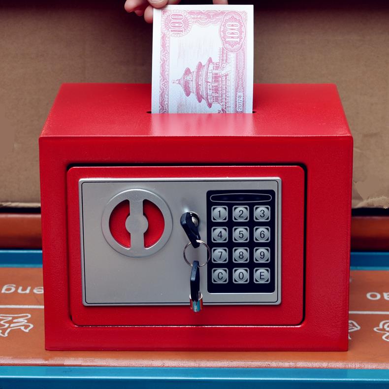 密码防盗家用小型保险箱迷你隐形入墙办公保险柜夹万投币存钱罐