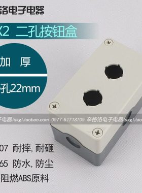 按钮盒 22mm孔径 TYX2S ABS塑料绝缘材料 灰盖2孔 防水 阻燃 耐摔