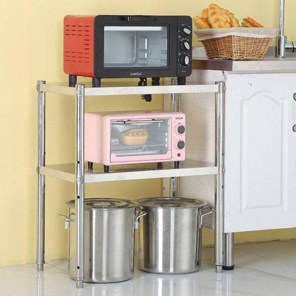 加厚两层不锈钢置物架家用厨房落地微波炉烤箱锅碗架50高层架二层,商业/办公家具,操作台,淘宝优惠券,粉丝福利购,淘宝优惠卷