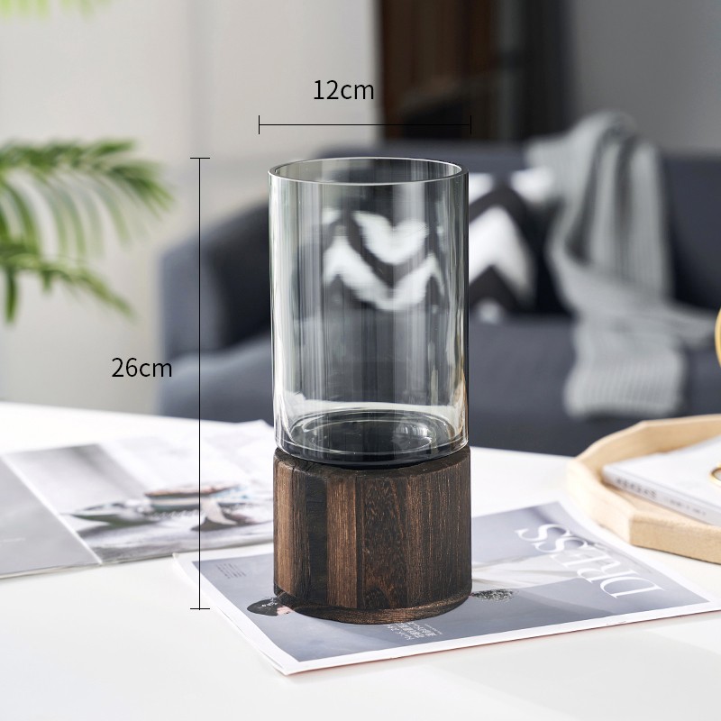 新中式玻璃花瓶水养鲜花干花马醉木D插花器摆件客厅桌面样板间装