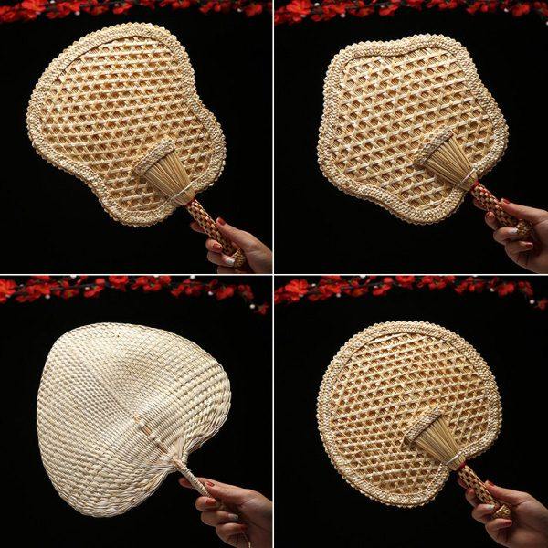 麦秆扇老式蒲扇夏季手摇儿童驱蚊芭蕉扇手工编织圆扇子中国风古典