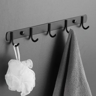 黑色门后挂钩置物架免打孔不锈钢排钩衣柜勾试衣间墙壁强力粘钩