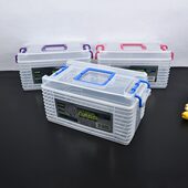 透明塑料盒带盖饰品收纳盒310x186x168 桌面杂物文具整理盒R589