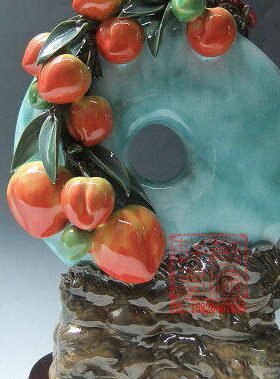 陶瓷工艺品 石湾公仔 寿桃摆件 大展鸿图 原作