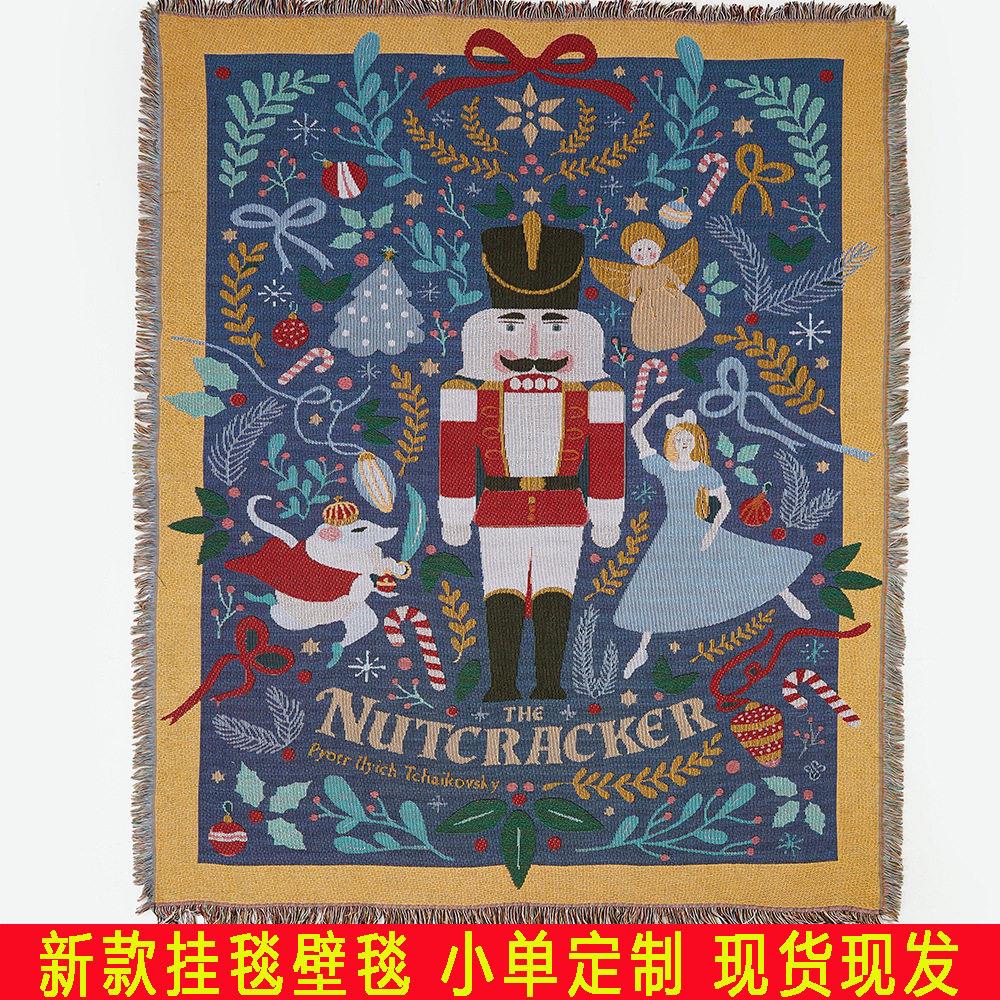 梭织棉野餐毯户外露营毯子沙发毯子多功能露营胡桃夹子奇遇地毯毯