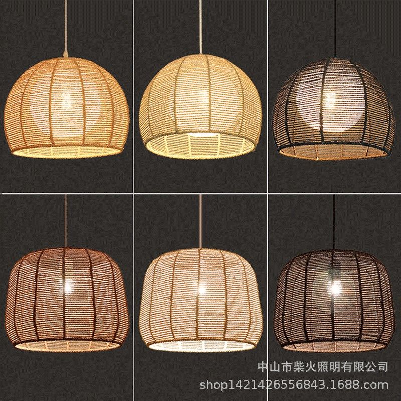 日式复古创意吊灯民宿禅意饭x店火锅店餐厅灯东南亚茶室简约麻绳,家装灯饰光源,客厅吊灯,淘宝优惠券,粉丝福利购,淘宝优惠卷