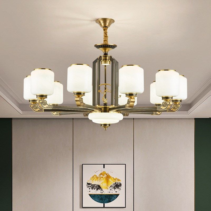 新中式吊b灯全铜客厅灯现代简约家用大气卧室餐厅灯禅意中国风灯,家装灯饰光源,客厅吊灯,淘宝优惠券,粉丝福利购,淘宝优惠卷