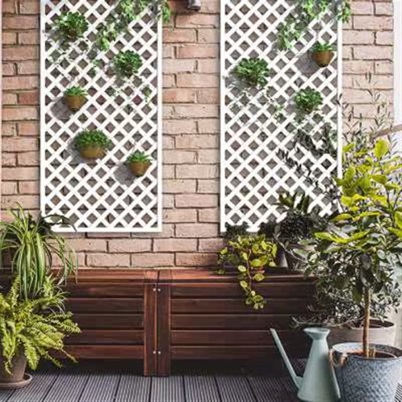 新款防腐木栅栏围栏白色护栏篱笆户D外阳台庭院网格片花架爬藤格