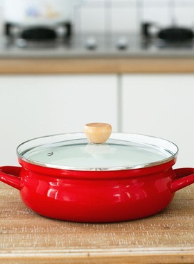 26/30CM 3.5L 红色搪瓷锅/搪瓷火锅 汤锅 炖锅 电磁炉锅Z 通用包