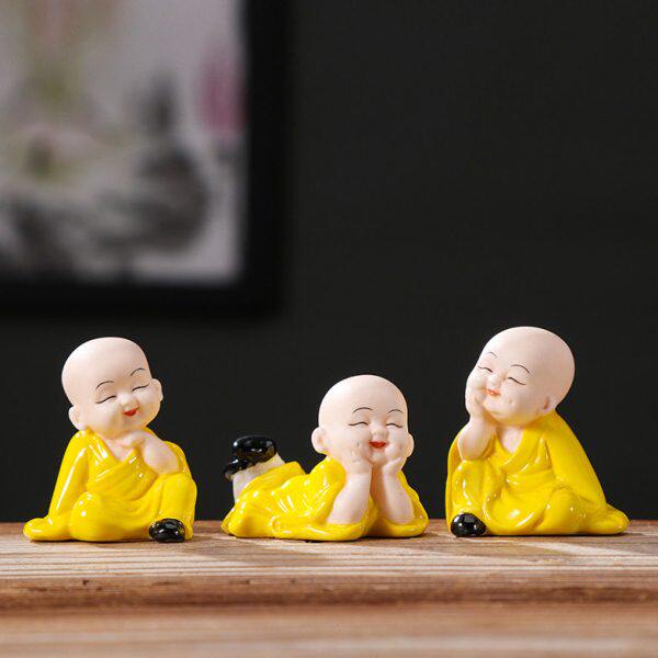 中控保平安和尚高档小饰品禅意车载可爱陶瓷个性小摆件公仔汽车台