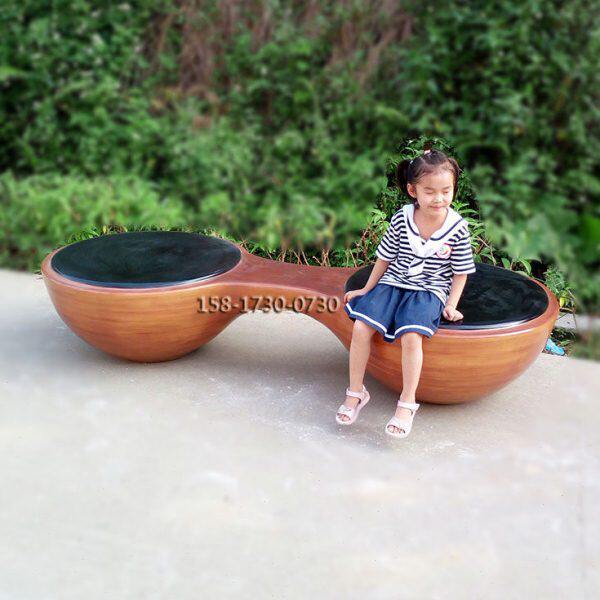 坐座椅玻璃钢时尚仿木纹圆形美陈凳石头现货创意酒店休闲椅子商场