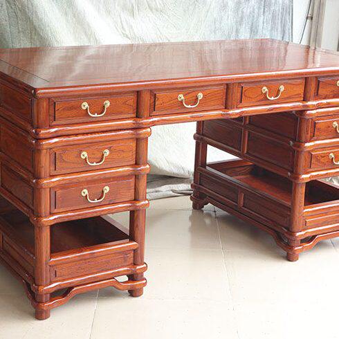 一文制木中式纯实木榫卯圆包圆分体双面书桌办公桌办公台包邮